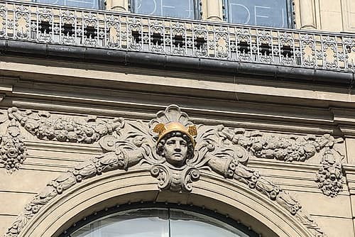 Copenhagen, Denmark. Greek gods, winged Mercury, Rococo architecture. Classical Print